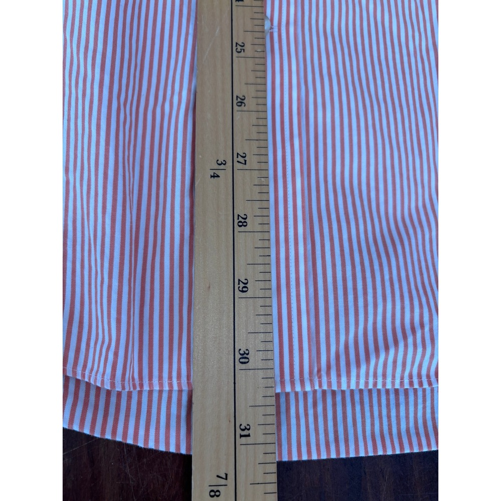 LANDS' END button down shirt mens XL orange white pinstripe short sleeve cotton - Picture 7 of 14